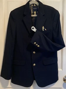 Nautica Boy’s Navy Blue Blazer Year Round Fully Lined Brass Anchor Buttons Sz 12 - Picture 1 of 13