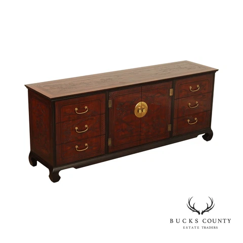 Drexel Heritage Chinoiserie Carved 'Connoisseur' Chest of Drawers Cover