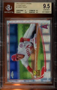 2013 Topps Chrome #1 Mike Trout Xfractor Refractor BGS 9.5 Gem Mint Sliding Card - Picture 1 of 2