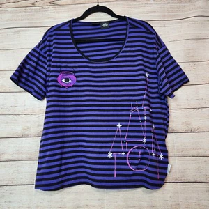 Disney Her Universe Womens XXL Hocus Pocus Top Shirt Purple Black Striped Boxy - Picture 1 of 15
