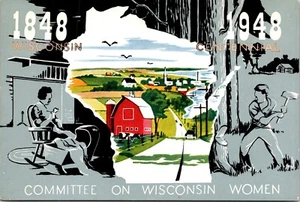 Postal del centenario 1948 del Comité de Wisconsin para mujeres - Imagen 1 de 2