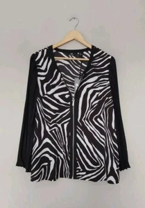 QVCJM Fashion by Julien Macdonald Pleated Sleeve Zebra Print Jacket Top Size 14 - Picture 1 of 6