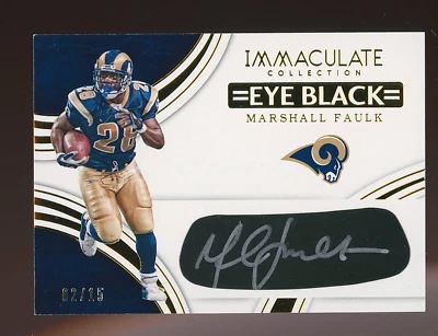 2016 Panini Immaculate Marshall Faulk Eye Black Auto 02/15 Rams - Image 1 of 2