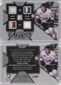 2014 ITG Draft Prospects Top Prospect Complete Jersey Silver /9 Blake Clarke