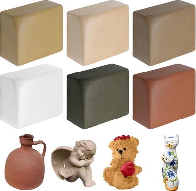 6件装空气干燥粘土6磅自硬陶器粘土瓷器多功能Natu — 第 1/4 张图片