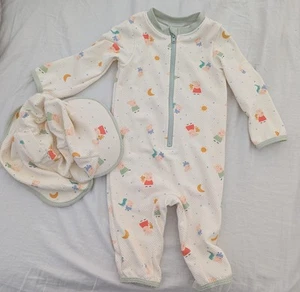 Mori Peppa Pig Sunsafe Swimsuit & Hat - white & mint / 6 - 9 M - RRP £42 - Picture 1 of 2