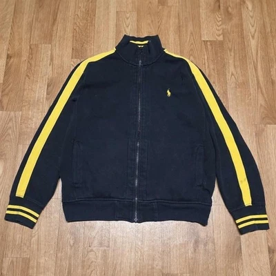 Chaqueta de Pista Polo Ralph Lauren Rayas Amarillas Cremallera Retro Estilo Y2K Talla Grande Foto 1 de 4