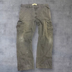 Wrangler Pants Mens 38x32 Brown Relaxed Fit Cargo Twill Utility Distressed - Picture 1 of 5