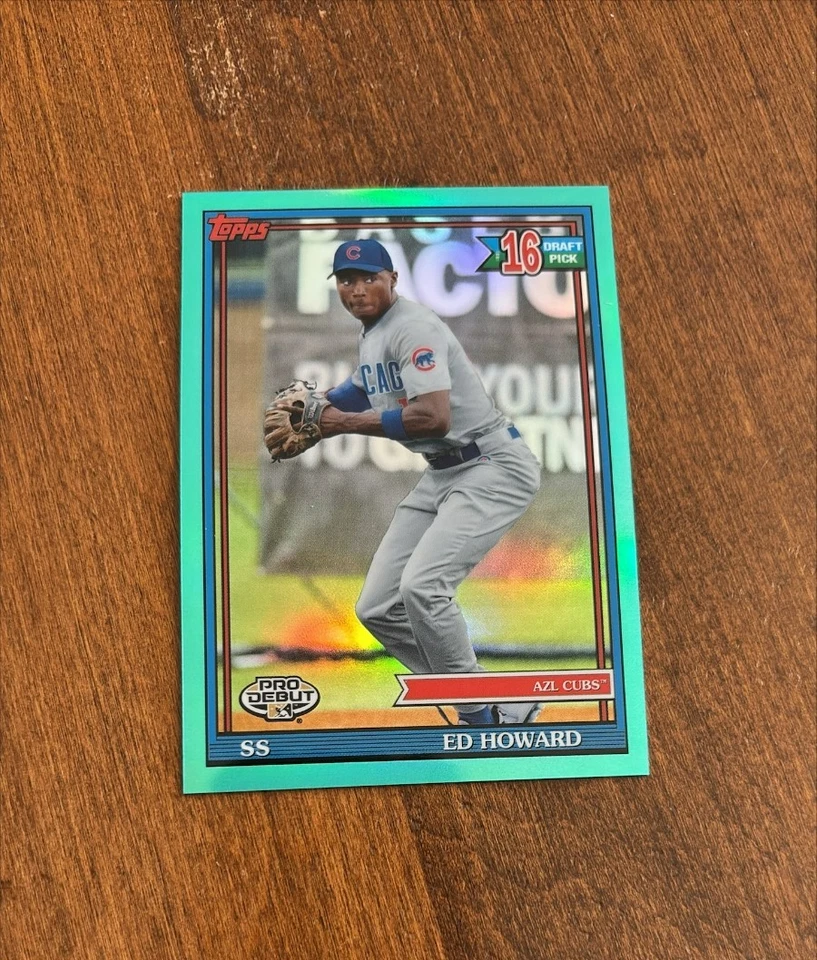 Ed Howard 2021 Topps Pro Debut Chrome Aqua Refractor PDC-164 Chicago Cubs /75 - Image 1 of 2