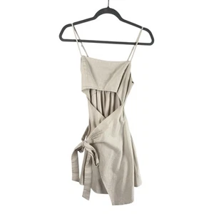 Forever 21 Linen Wrap Dress Size Medium Cut Out Mini Beach Summer Vacation - Picture 1 of 7