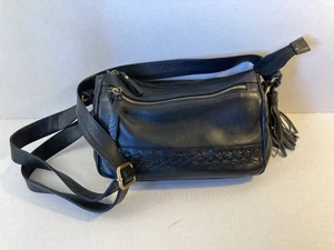 Tolle American Leatherworks Umhängetasche schwarz Leder 17" verstellbarer Tropfen - Bild 1 von 12