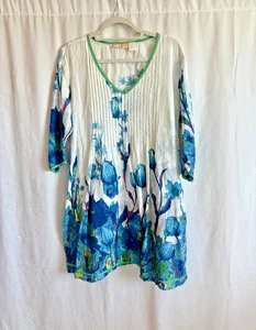 Vestido de Sol La Cera Azul Floral Pin Tuck Frontal - Talla Extra Grande - Imagen 1 de 5