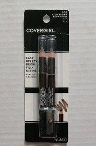 Covergirl Easy Breezy Brow Fill + Define Pencils+Sharpener 505 Rich Brown - Picture 1 of 2