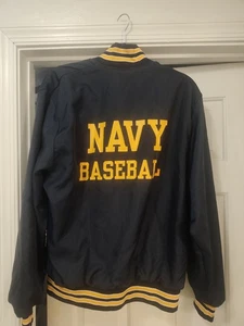 VINTAGE RARE USN NAVY BASEBALL SATIN BOMBER JACKET MADE IN USA - Picture 1 of 7