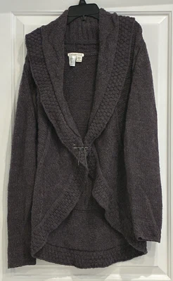 Coldwater Creek Womens 1X Purple Open Cardigan Sweater Chunky Knit Wool Blend - Image 1 of 4