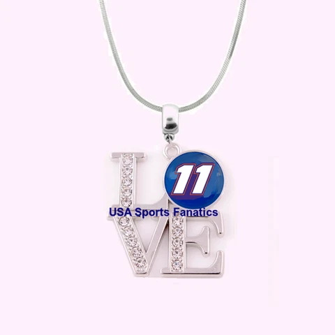 #11 - Denny Hamlin 925 Sterling Silver Team Love Necklace With Rhinestones Cover