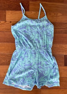 NWOT Old Navy Printed Sleeveless Jersey-Knit Romper for Girls - Blue Palm - XL - Picture 1 of 3