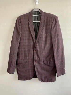 Blazer Vintage Montgomery Ward Brent Borgoña Cuadros Chaqueta Deportiva Rockabilly Foto 1 de 4