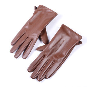 New Womens 100% Real Leather Sheepskin Winter Warm Blue Short Gloves Nine Colors