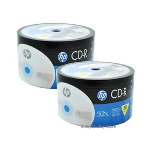 Paquete de 100 medios de disco grabables CDR CD-R 52X en blanco marca con logotipo HP 80 min 700 MB - Imagen 1 de 2