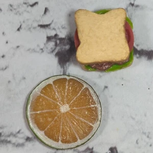 Vintage Realistic Food Refrigerator Lot of 2 Fridge Magnets Fruit Sandwich - Picture 1 of 3