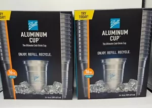 2 Boxes BALL ALUMINUM Cups -The 100% Recyclable Cold-Drink Cup - 16 oz, 48 Count - Picture 1 of 21
