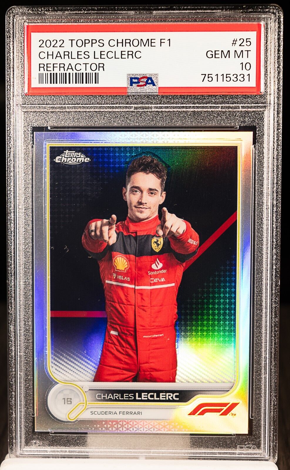 75115331 CHARLES LECLERC 2022 Topps Chrome F1 25 Refractor PSA 10