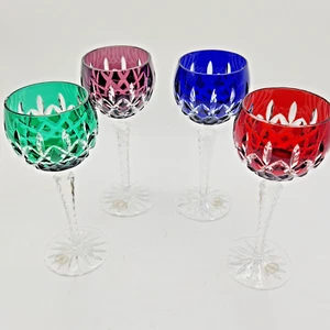 Ajka Crystal Cut to Clear Arabella Wine Hock Goblets - Set of 4* Made in Hungary - Picture 1 of 12