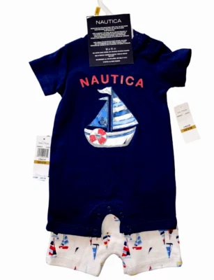 Nautica Baby Onsies/服装,MSRP 45 美元,2 件套,0-3 个月 — 第 1/4 张图片