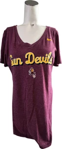 Nike Sun Devils Damen Medium Tri-Blend Deep Maroon V-Ausschnitt Kurzarm T-Shirt - Bild 1 von 5