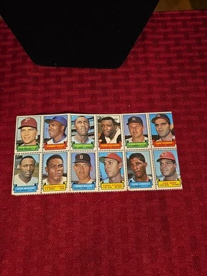 1969 Topps 12 hojas de estampillas panel inserción béisbol Pérez Jenkins Davis Peña May Foto 1 de 2