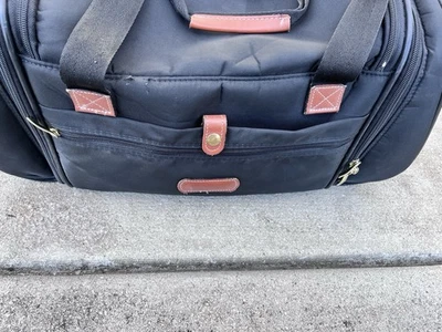 "Bolsa de viaje Lark equipaje de fin de semana lona negra de nailon con correa de cuero 18""" Foto 1 de 4