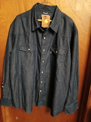 Camisa de mezclilla Carhartt resistente para exteriores 2XL azul perla occidental a presión nueva con etiquetas Foto 1 de 4