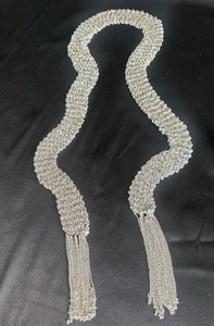 Anthropologie Chain Crohet Scarf Necklace/ Silver - Picture 1 of 4