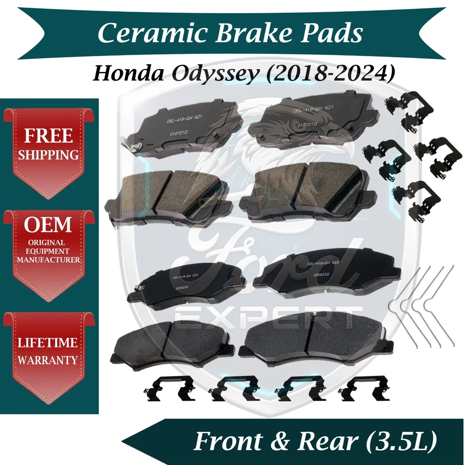 Kit de pastillas de freno delanteras y traseras de cerámica ACDelco OEM para Honda Odyssey 2018-2024 Foto 1 de 4