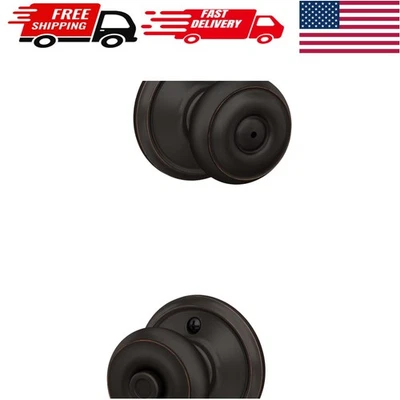 Perilla de puerta georgiana de bronce envejecido - Cerradura de privacidad para cama y baño - Fácil instalación Foto 1 de 4