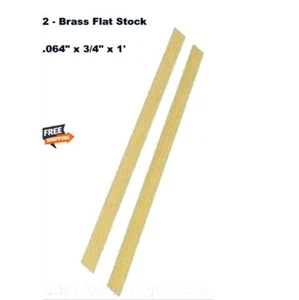 2 - Brass Flat Strips 064" x 3/4" x 1' 260 Solid 12" Stock Rectangle - Picture 1 of 5
