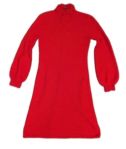 ST. JOHN KNITS DRESS WOMEN'S RED LONG SLEEVE NECK AND SLEEVE DETAIL - Picture 1 of 13