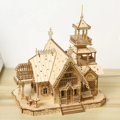 Lighted Villa 3D Wooden Puzzle Model Kits Adult Gift - Image 1 of 4