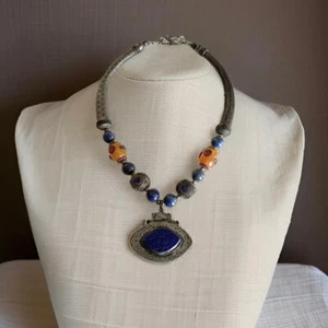 Vintage Nepal Tibetan Necklace Lapis lazuli Ethnic Women's Boho Handmade Jewelry - Picture 1 of 10