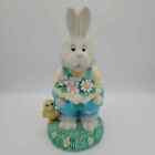 Vintage 90s Pastel Easter Bunny and Chick Patio Garden Figurine Statue
