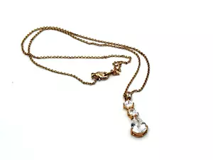 Vintage Pendant Necklace Gold Tone Metal Cubic Zirconia Crystal Jewellery - Picture 1 of 11