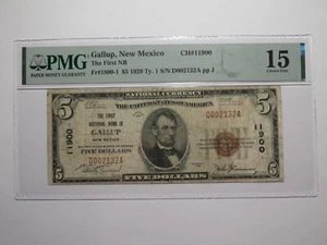 $5 1929 Gallup New Mexico NM National Currency Bank Note Bill Ch #11900 F15 - Picture 1 of 5