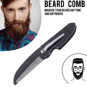 Cepillo peine de pelo de bolsillo para hombres barba bigote palma cuero cabelludo masaje champú viaje - Imagen 1 de 9