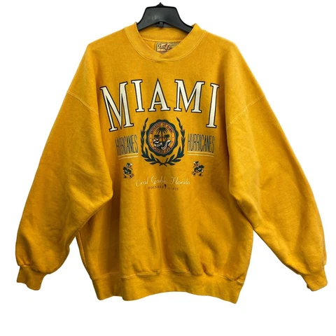 Vintage Miami Hurricanes Galt Sand Mens Sweatshirt Yellow Long Sleeve USA XL Cover