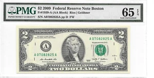 2009 Boston $2 FRN (AA Block) PMG 65 EPQ Gem Uncirculated - Picture 1 of 12