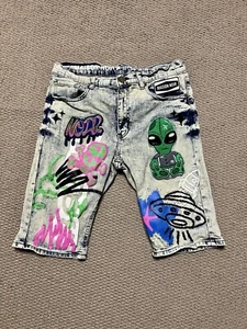 Graphic print denim shorts - Picture 1 of 3