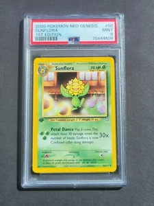 Pokemon PSA 9 1ST EDITION SUNFLORA 50/111 NEO GENESIS SET NON HOLO - MINT - Picture 1 of 2