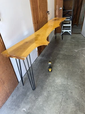 Console de mesa loira cinza acabamento e manchado borda ao vivo - suporte de TV - - Imagem 1 de 3