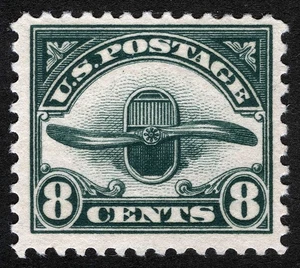US Sc C4 Green 8¢ Airmail 1923 Light Hinge Marks Original Gum - Picture 1 of 1